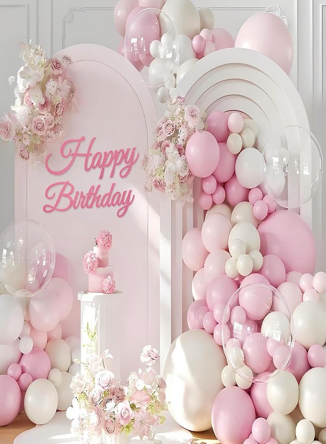 MASTRON Happy Birthday Sign for Backdrop - Glitter Pink 'Happy Birthday' Party Banner Stickers for Balloon Arch Wall Decor Photo Backgrounds - Image 3